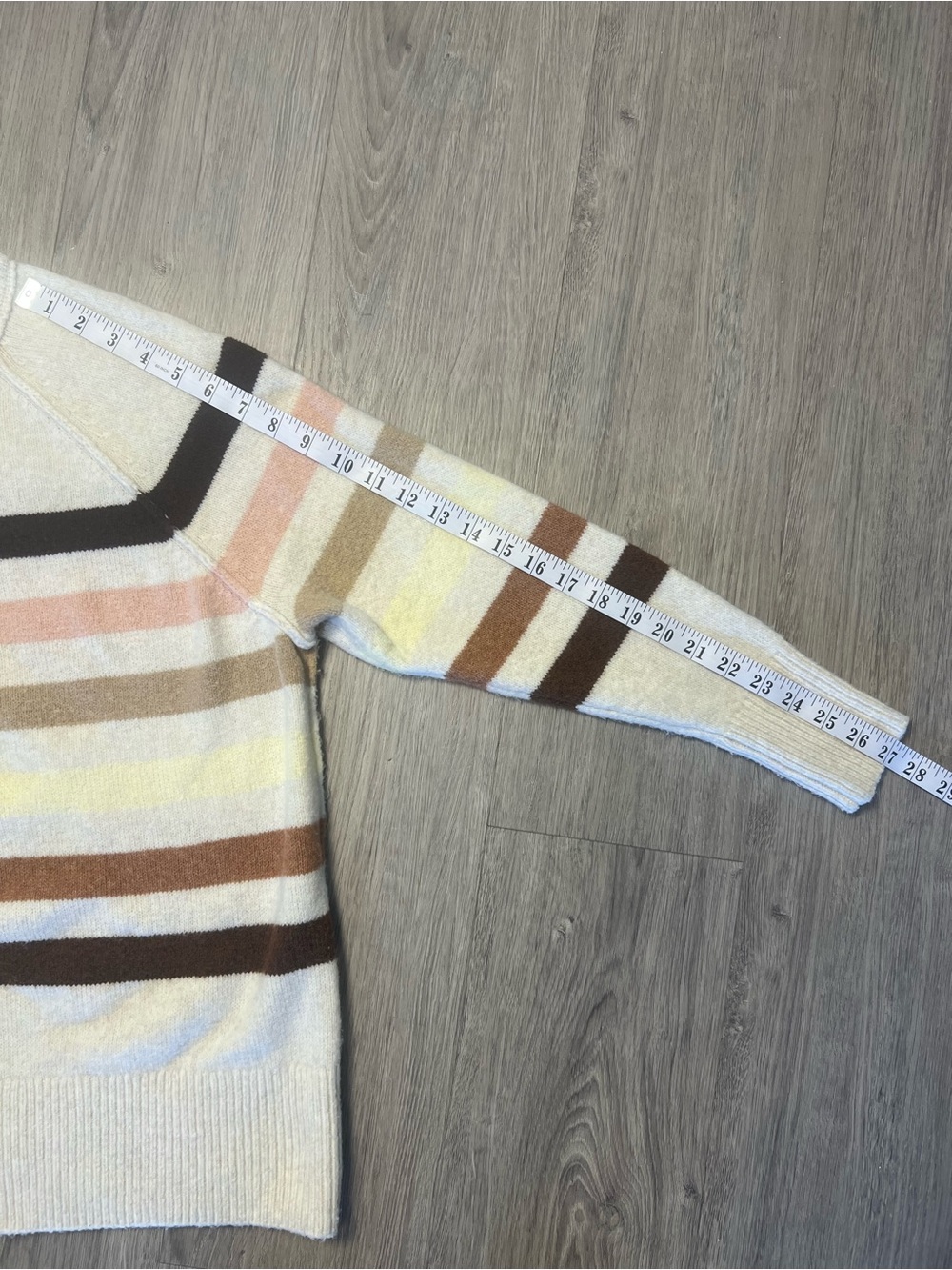 aerie Cream Striped Cowl-Neck Sweater with Pastel Accents | Oversized - Picture 6 of 7